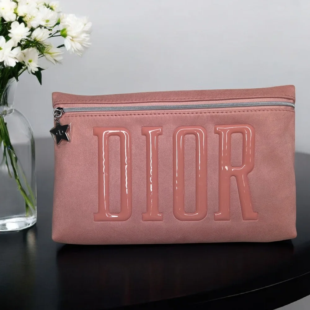 DIOR Beauty Pink Suede Cosmetic Makeup Pouch - New